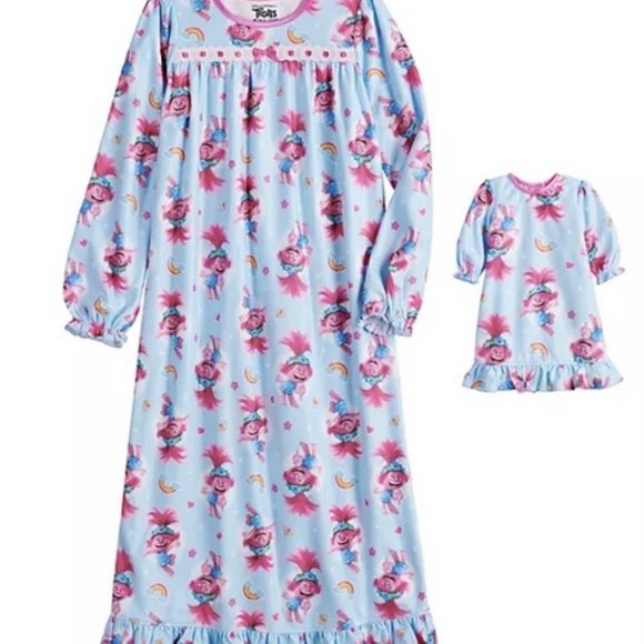 Nwt Trolls doll me matching nightgown 6 4 8 dolls Pajamas